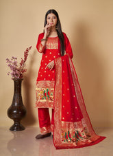 Finite Salwar Suit in Red Colour